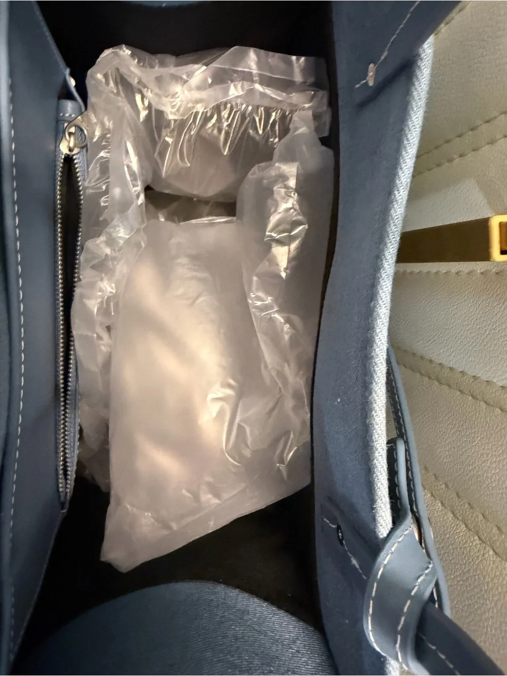 Off-White Blue Arrow Logo Messenger Tote